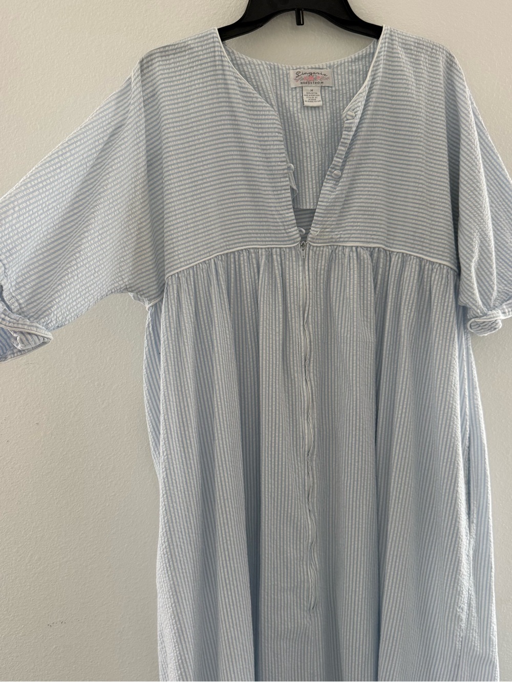 100% Cotton, Nordstrom Lingerie Light Blue Striped Maxi Pajama Dress